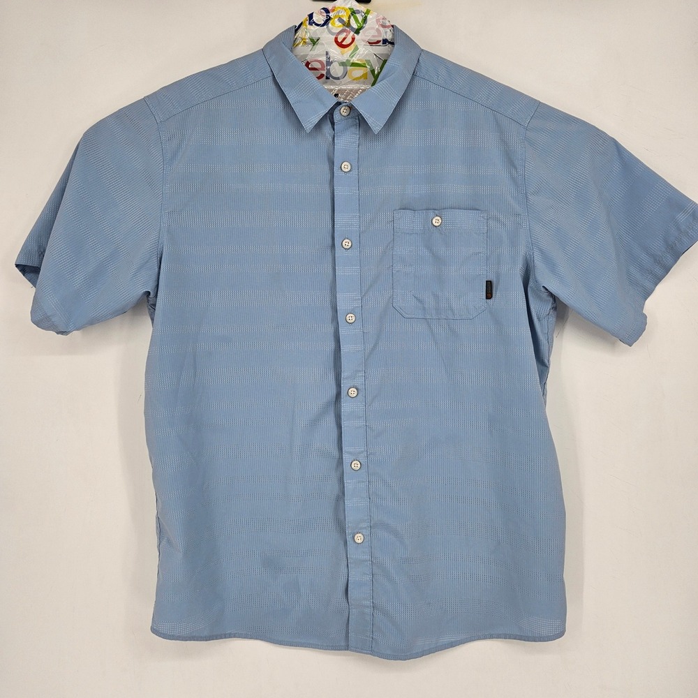 Mountain Hardwear Shirt Mens XL Fishing Button Up Blue Short Sleeve Outdoors